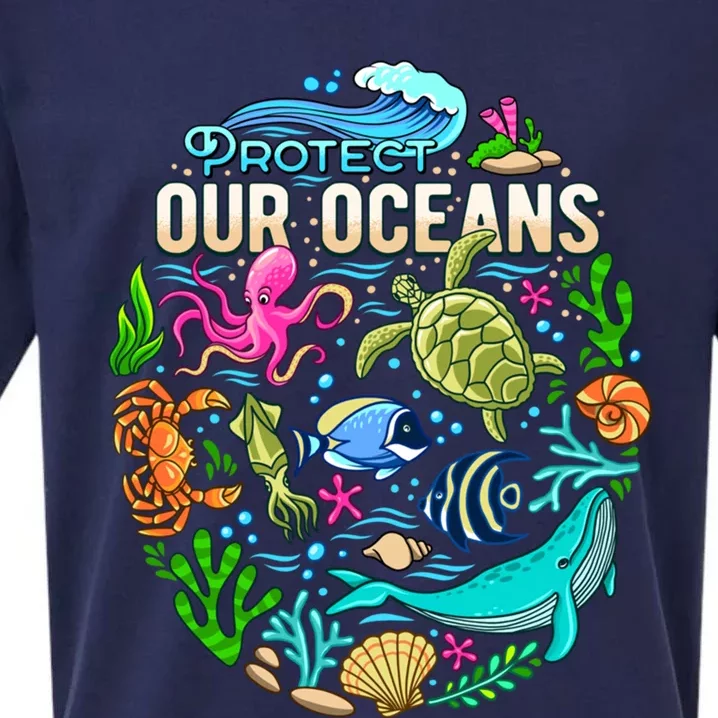 Ocean Lover Gift Sea Life Protect Our Ocean Gift Sueded Cloud Jersey T-Shirt