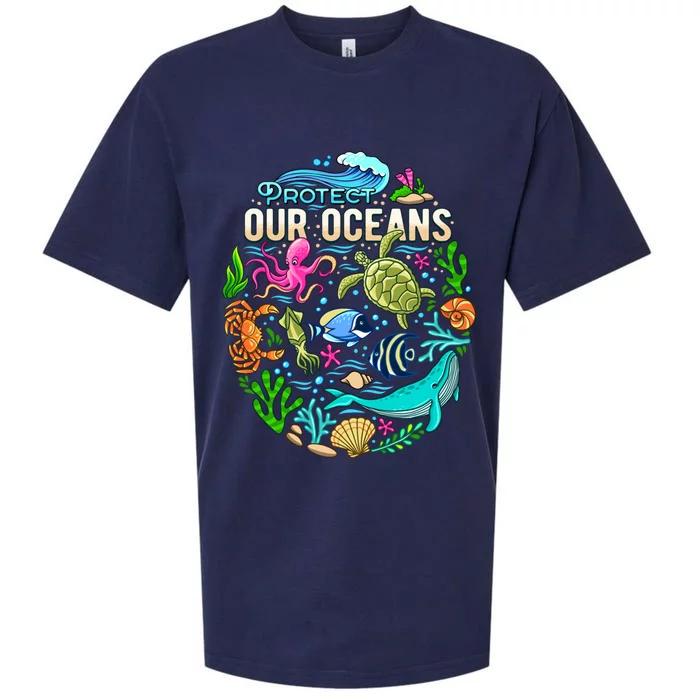 Ocean Lover Gift Sea Life Protect Our Ocean Gift Sueded Cloud Jersey T-Shirt