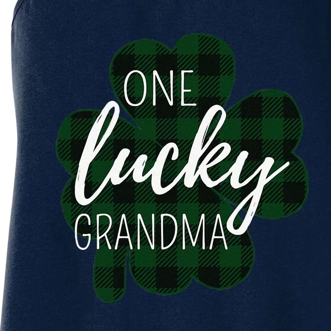 One Lucky Grandma Plaid Shamrock St Patricks Day Granny Women's Racerback Tank