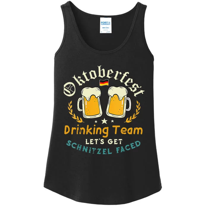 Oktoberfest Lets Get Schnitzel Funny German Beer Ladies Essential Tank