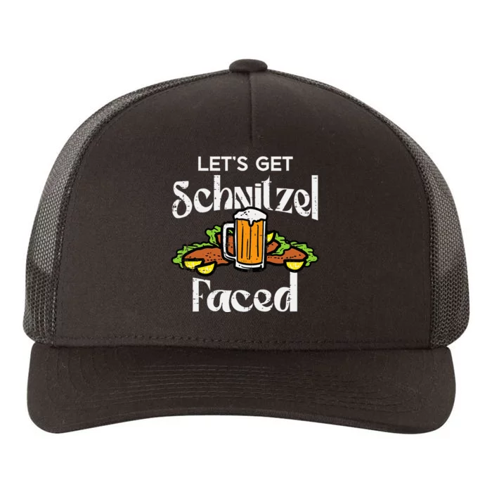 Oktoberfest Lets Get Schnitzel Faced Bavarian Yupoong Adult 5-Panel Trucker Hat