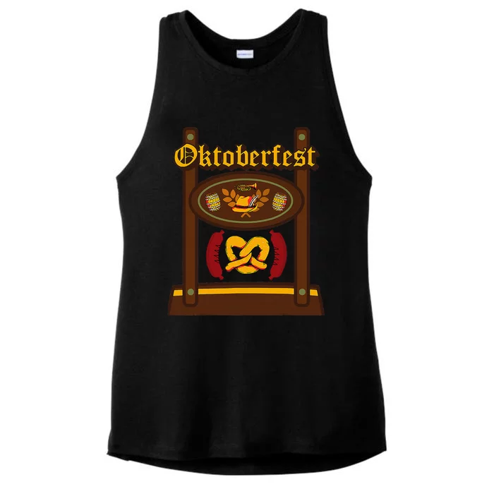 Oktoberfest Lederhosen Halloween German Ladies Tri-Blend Wicking Tank