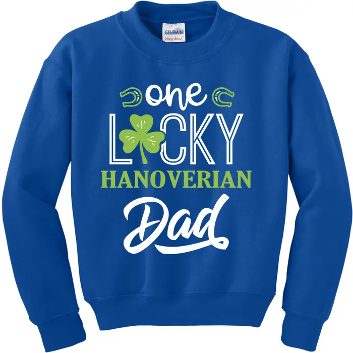 One Lucky Hanoverian Horse Dad Irish Horseback Riding Gift Kids Sweatshirt