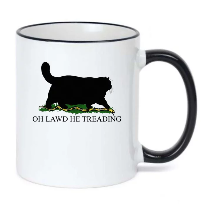 Oh Lawd He Treading Funny Cat Snake Black Color Changing Mug