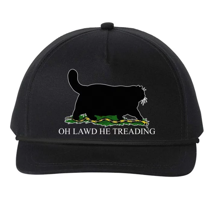 Oh Lawd He Treading Funny Cat Snake Snapback Five-Panel Rope Hat