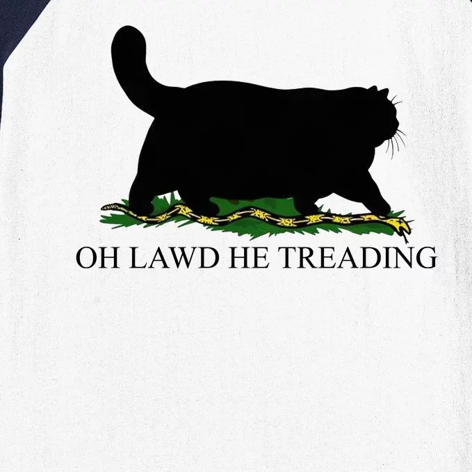 Oh Lawd He Treading Funny Cat Snake Baseball Sleeve Shirt