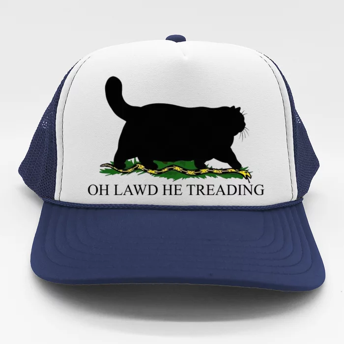 Oh Lawd He Treading Funny Cat Snake Trucker Hat