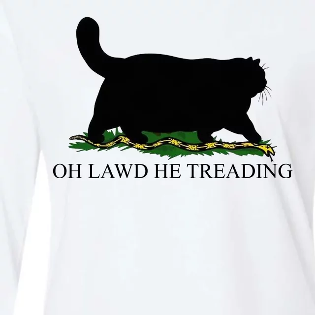 Oh Lawd He Treading Funny Cat Snake Womens Cotton Relaxed Long Sleeve T-Shirt