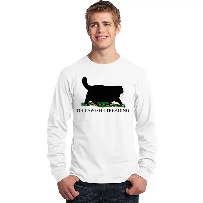 Oh Lawd He Treading Funny Cat Snake Long Sleeve Shirt