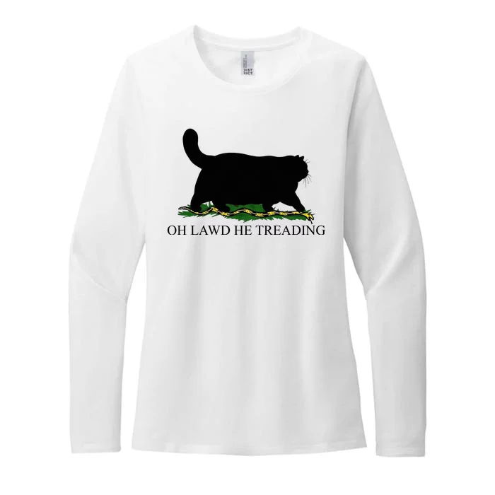 Oh Lawd He Treading Funny Cat Snake Womens CVC Long Sleeve Shirt