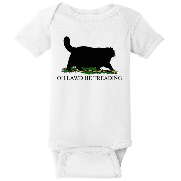 Oh Lawd He Treading Funny Cat Snake Baby Bodysuit