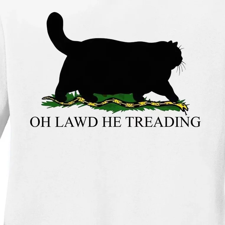 Oh Lawd He Treading Funny Cat Snake Ladies Long Sleeve Shirt