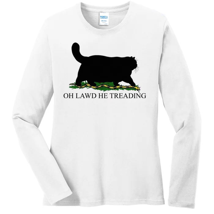 Oh Lawd He Treading Funny Cat Snake Ladies Long Sleeve Shirt