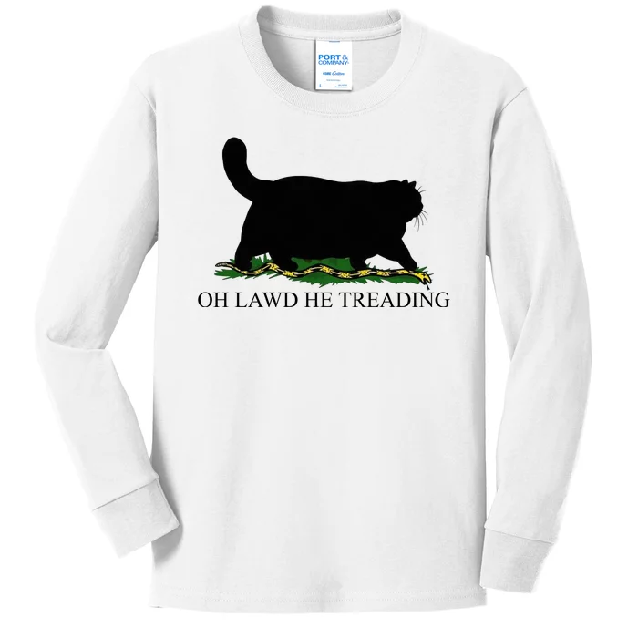 Oh Lawd He Treading Funny Cat Snake Kids Long Sleeve Shirt