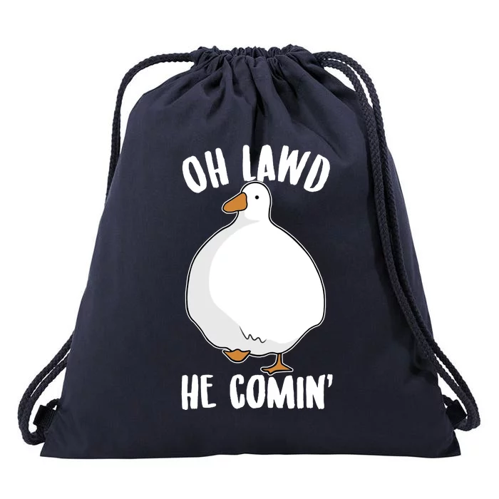 Oh Lawd He Comin Thicc Goose Meme Drawstring Bag