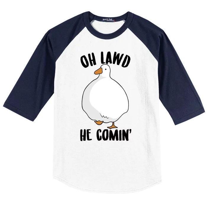 Oh Lawd He Comin Thicc Goose Meme Baseball Sleeve Shirt