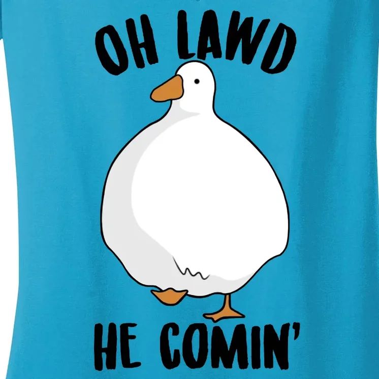 Oh Lawd He Comin Thicc Goose Meme Women's V-Neck T-Shirt