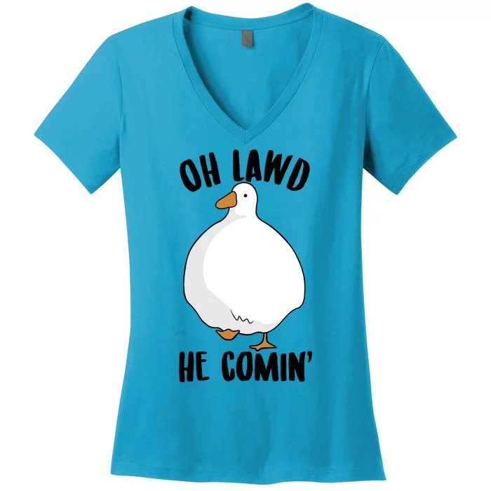 Oh Lawd He Comin Thicc Goose Meme Women's V-Neck T-Shirt