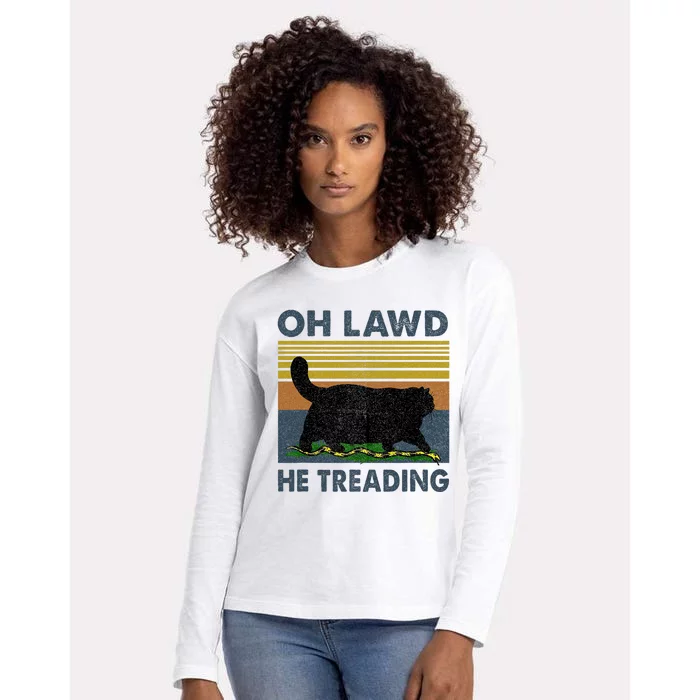 Oh Lawd He Treading Womens Cotton Relaxed Long Sleeve T-Shirt