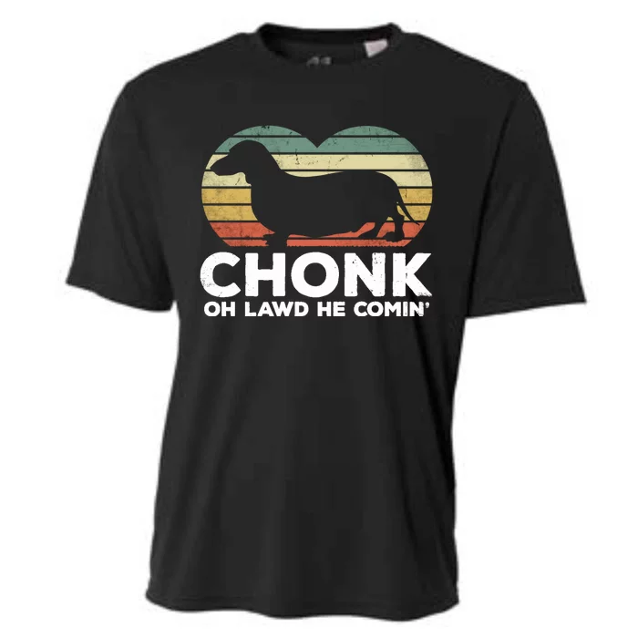 Oh Lawd He Comin' Funny Chonk Wiener Dog Chunky Gift Cooling Performance Crew T-Shirt