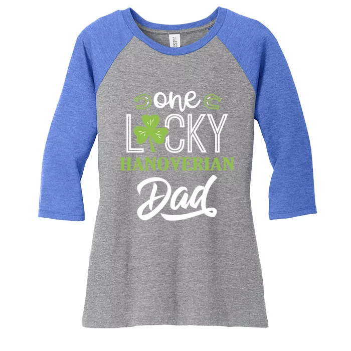 One Lucky Hanoverian Horse Dad Irish Horseback Riding Gift Women's Tri-Blend 3/4-Sleeve Raglan Shirt