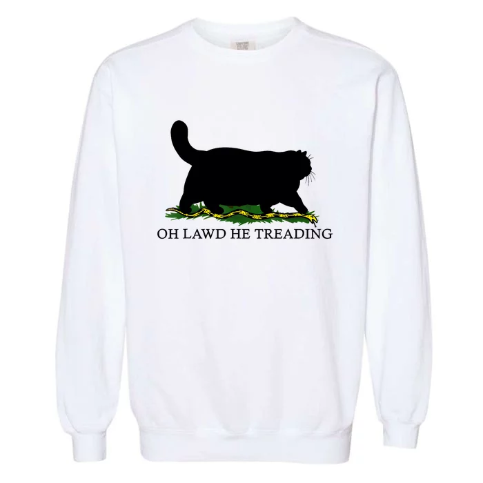 Oh Lawd He Treading Black Cat Garment-Dyed Sweatshirt