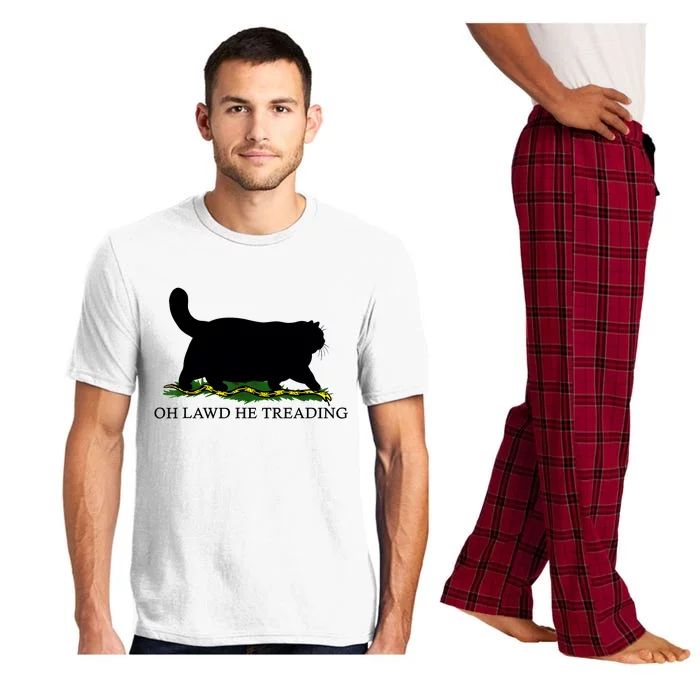 Oh Lawd He Treading Black Cat Pajama Set