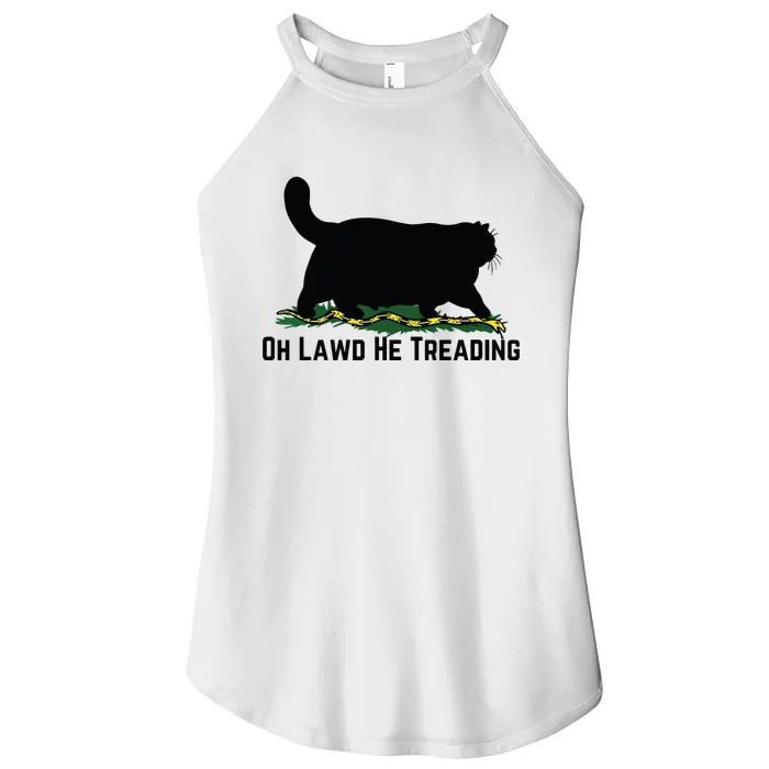 Oh Lawd He Treading Cat Ladies For Kamla Women’s Perfect Tri Rocker Tank