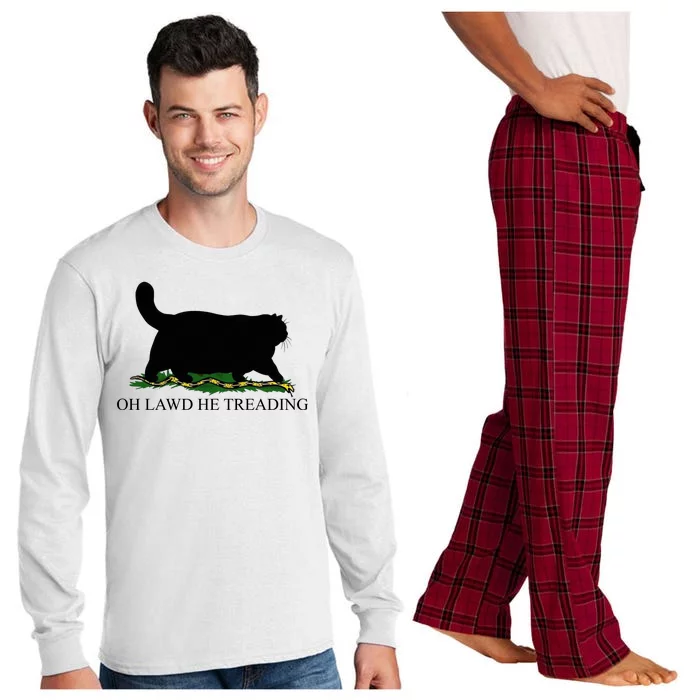 Oh Lawd He Treading Funny Cat Long Sleeve Pajama Set