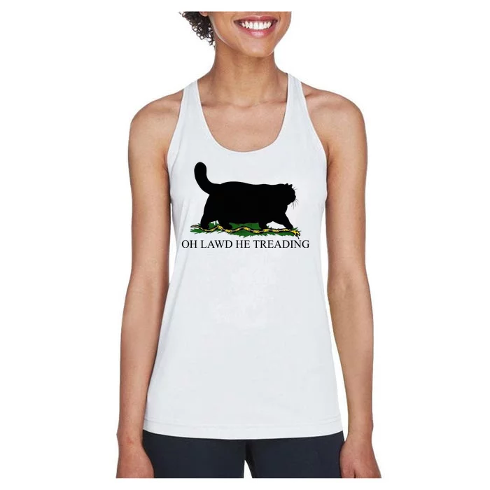 Oh Lawd He Treading Funny Cat Women's Racerback Tank