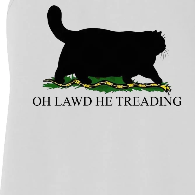 Oh Lawd He Treading Funny Cat Women's Racerback Tank