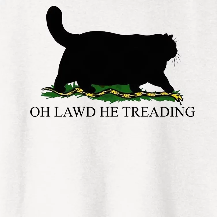 Oh Lawd He Treading Funny Cat Women's Crop Top Tee