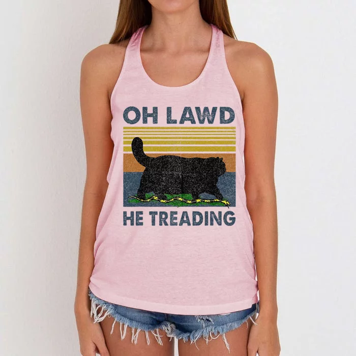 Oh Lawd He Treading Gift Women's Knotted Racerback Tank