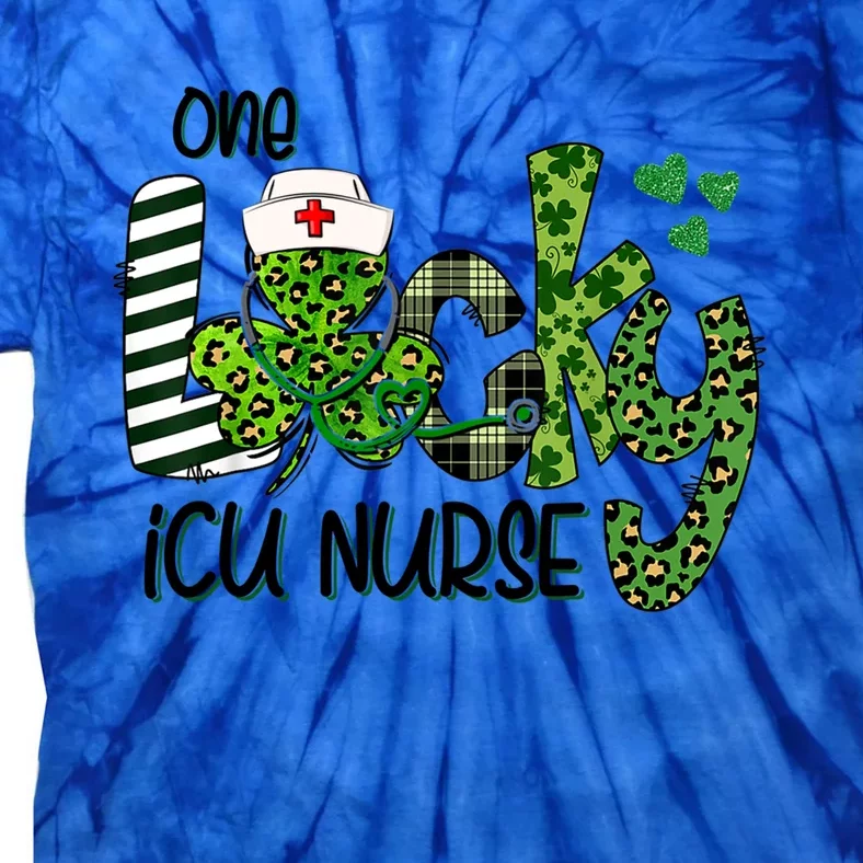 One Lucky Icu Nurse Shamrock Stethoscope St Patricks Day Gift Tie-Dye T-Shirt