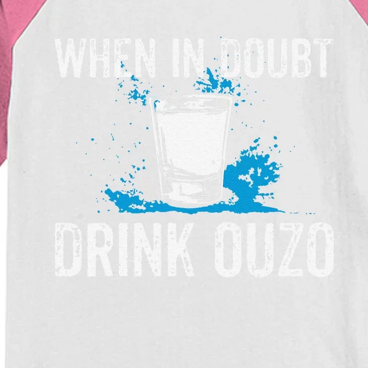 Ouzo Lover I When In Doubt Drink Ouzo Kids Colorblock Raglan Jersey