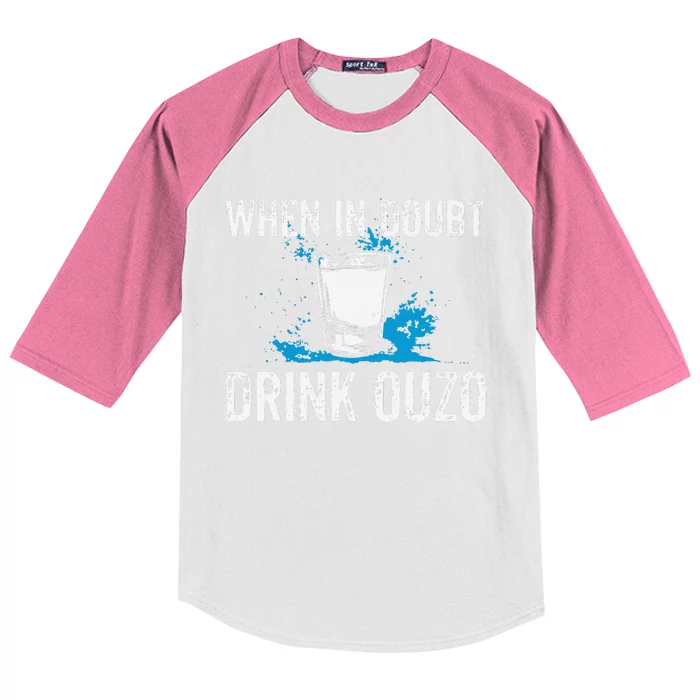 Ouzo Lover I When In Doubt Drink Ouzo Kids Colorblock Raglan Jersey