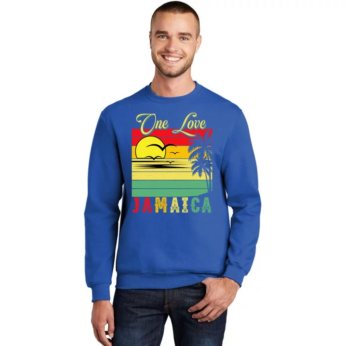 One Love Jamaica Summer Vacation Family Vintage Sunset Beach Gift Tall Sweatshirt