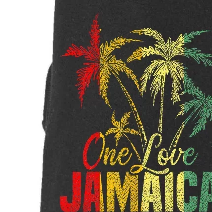 One Love Jamaica Caribbean Vacation Reggae Doggie 3-End Fleece Hoodie