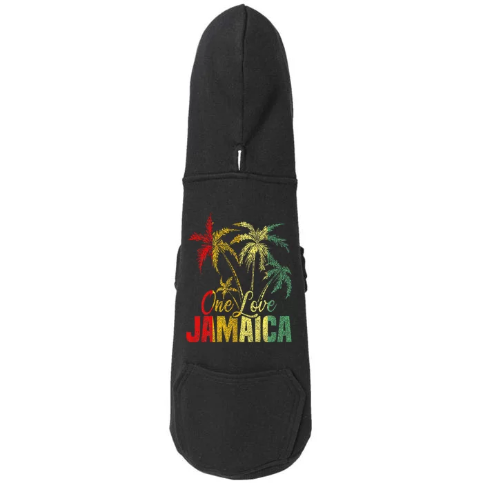 One Love Jamaica Caribbean Vacation Reggae Doggie 3-End Fleece Hoodie