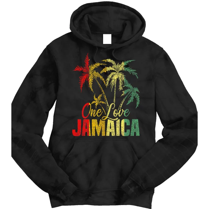 One Love Jamaica Caribbean Vacation Reggae Tie Dye Hoodie