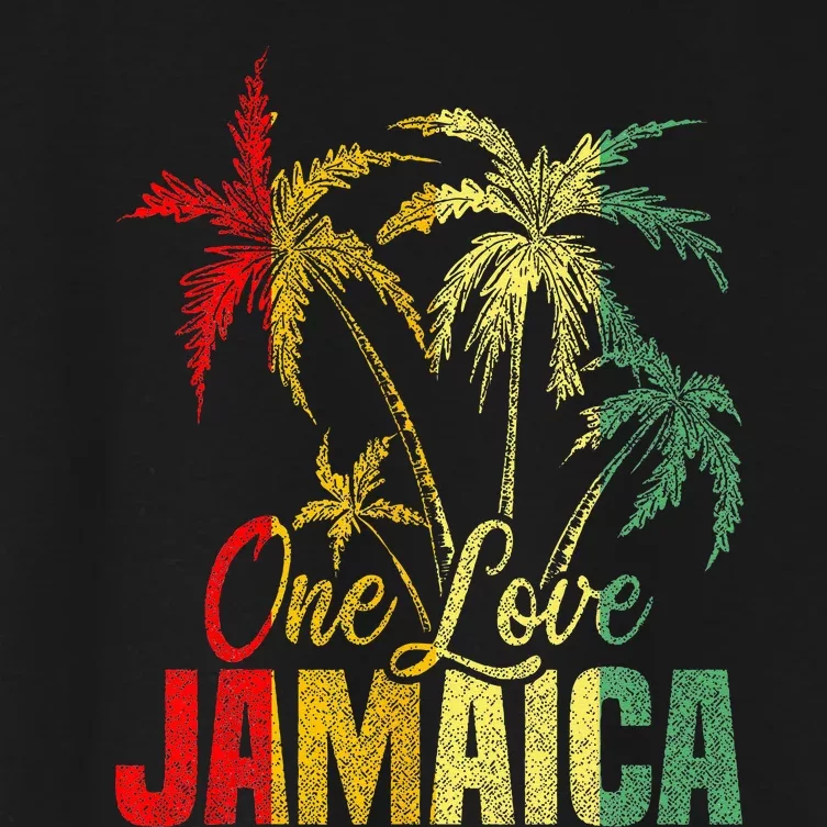 One Love Jamaica Caribbean Vacation Reggae Women's Crop Top Tee