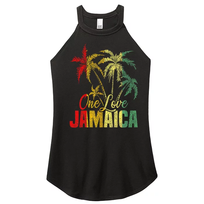 One Love Jamaica Caribbean Vacation Reggae Women’s Perfect Tri Rocker Tank