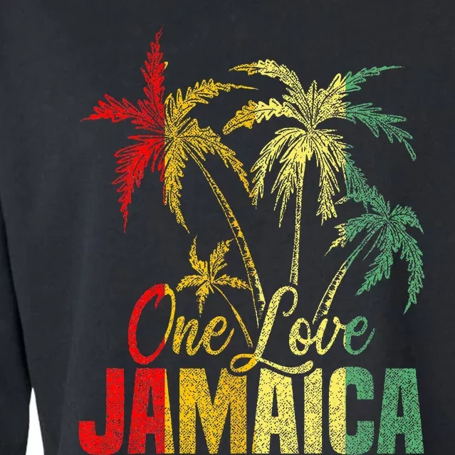 One Love Jamaica Caribbean Vacation Reggae Cropped Pullover Crew