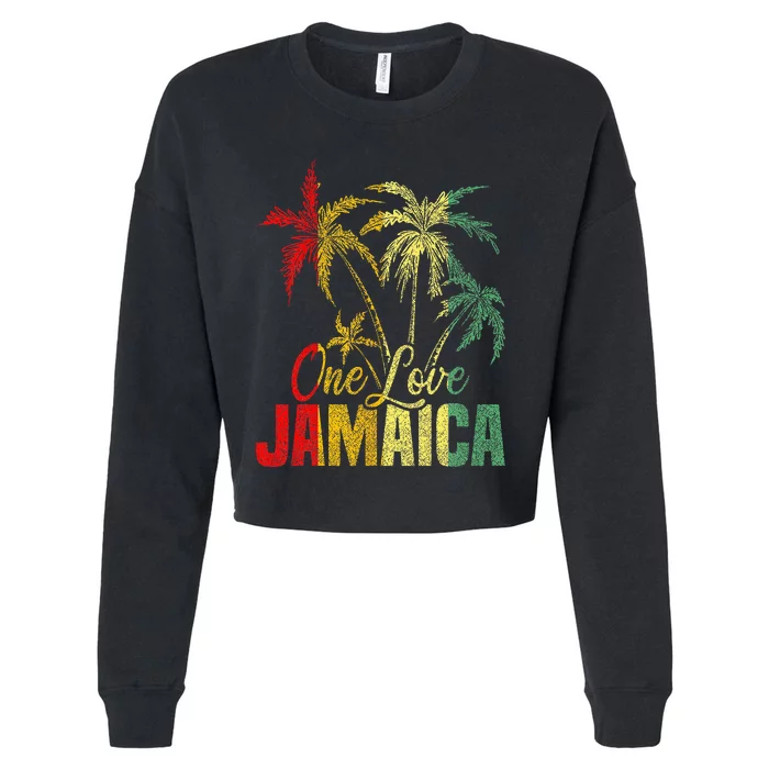 One Love Jamaica Caribbean Vacation Reggae Cropped Pullover Crew