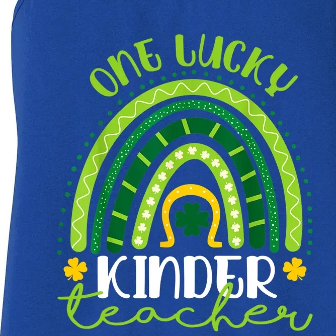 One Lucky Kinder Teacher Rainbow St Patrick’s Day Gift Women's Racerback Tank