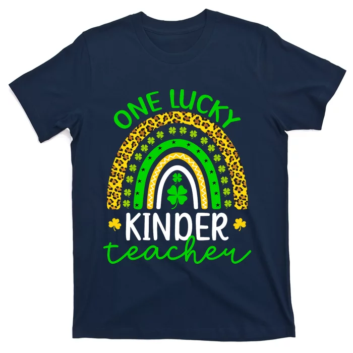 One Lucky Kinder Teacher St Patricks Day Teacher Rainbow Graphic Plus Size T-Shirt