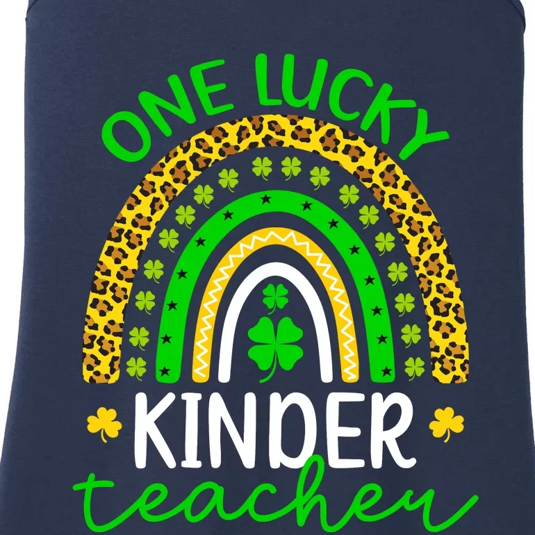 One Lucky Kinder Teacher St Patricks Day Teacher Rainbow Graphic Plus Size Ladies Essential Tank