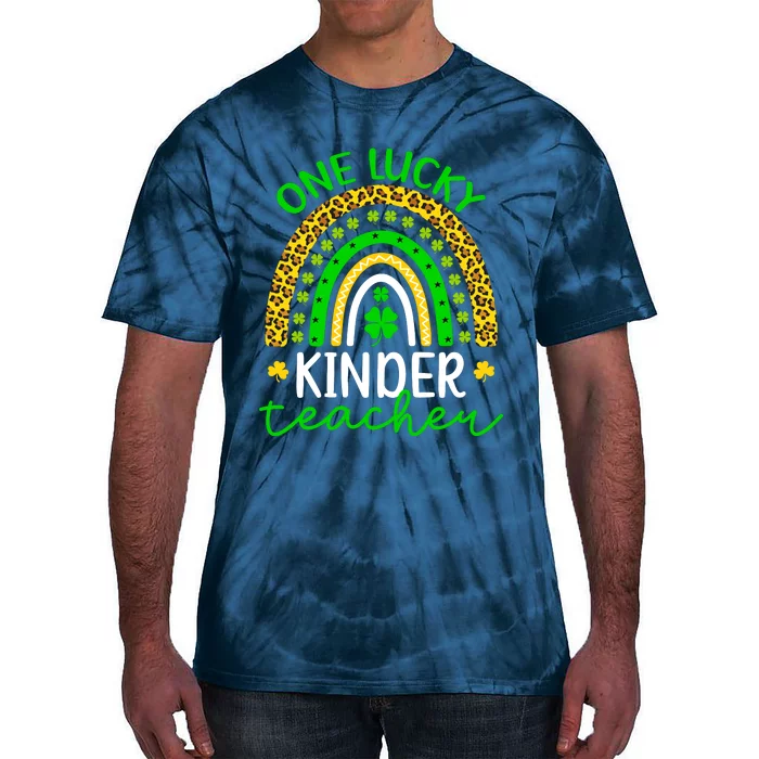 One Lucky Kinder Teacher St Patricks Day Teacher Rainbow Graphic Plus Size Tie-Dye T-Shirt