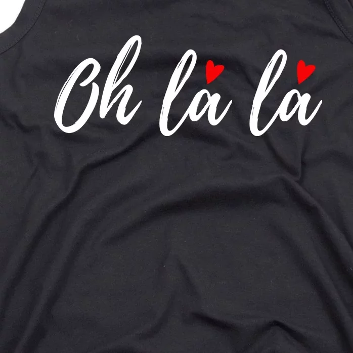 Oh La La, French Word Art With Red Hearts Tank Top