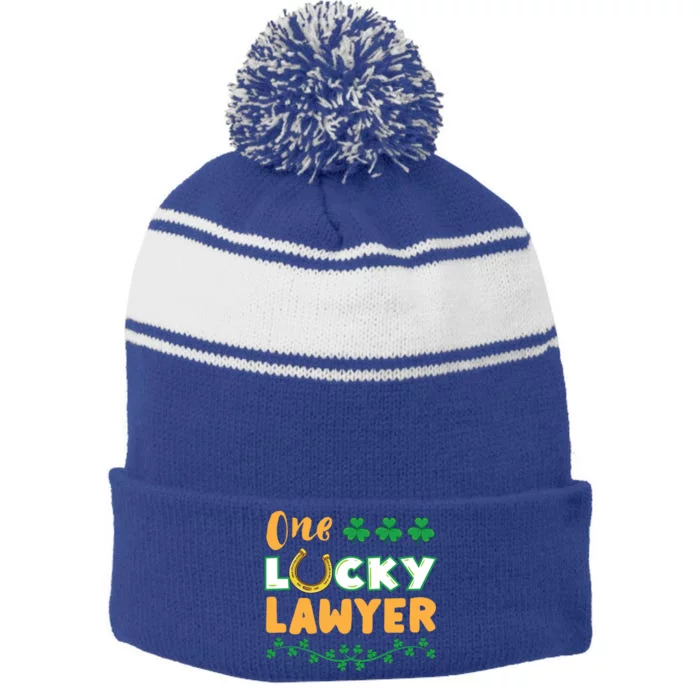 One Lucky Lawyer St Patricks Day Cool Gift Stripe Pom Pom Beanie